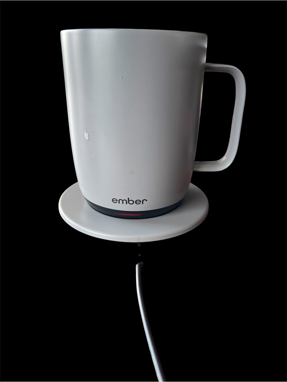 Ember Grey Ceramic Smart Mug 2 with Charging Coaster, Like New 14oz